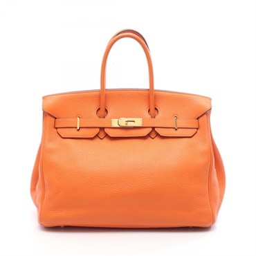 HERMES Birkin 35 Handbag Clemence leather Orange Used Women GHW I