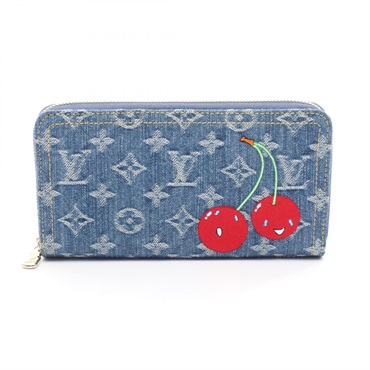 LOUIS VUITTON Takashi Murakami Zippy Wallet M23161 Monogram Cherry denim Used LV