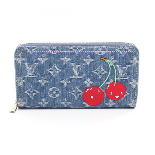 LOUIS VUITTON Takashi Murakami Zippy Wallet M23161 Monogram Cherry denim Used LV