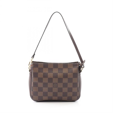 LOUIS VUITTON Trousse makeup pouch Handbag N51982 Damier canvas leather Ebene