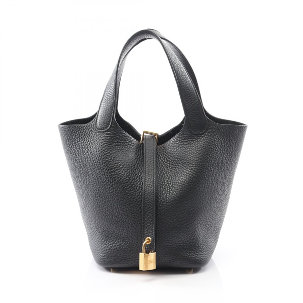 HERMES Picotin Lock PM Handbag Z Taurillon Clemence leather Black Used GHW