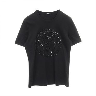 VERSACE Medusa T-shirt short sleeve tops cotton Black Used Women #38