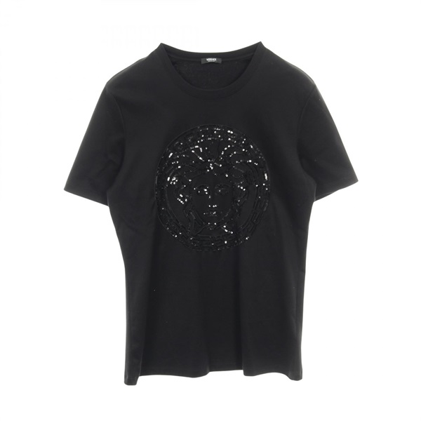 VERSACE Medusa T-shirt short sleeve tops cotton Black Used Women #38