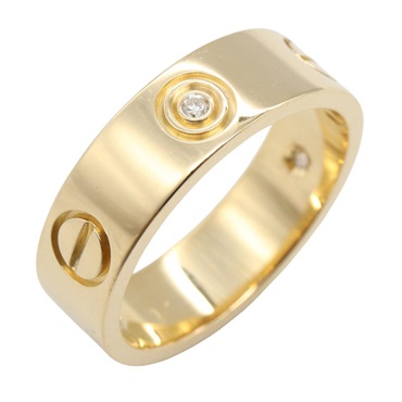 CARTIER Love Ring 3P Diamond 18KYG Yellow Gold Used women US size 6 #52