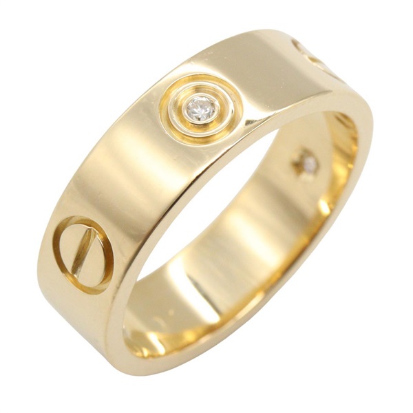 CARTIER Love Ring 3P Diamond 18KYG Yellow Gold Used women US size 6 #52