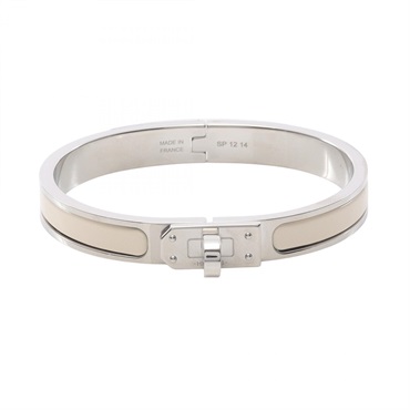 HERMES Mini Clic Kelly Bangle H200004 Stainless Steel enamel White Used Women