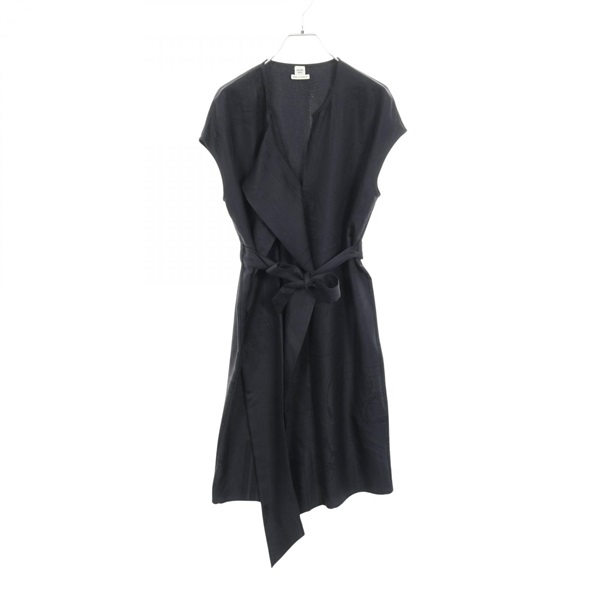 HERMES Dress 4E0577DE silk Navy Used Women size 34