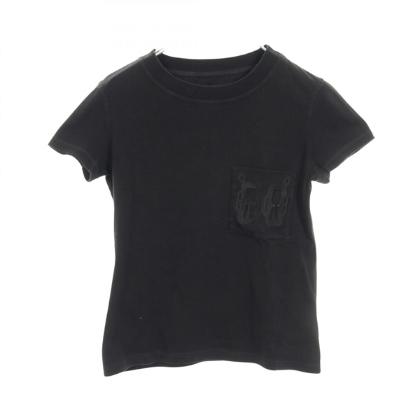 HERMES BOUCLERIE D'ATTELAGE T-shirt Tops cotton Black Used Women size 34
