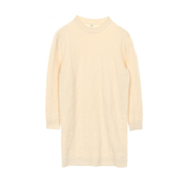 HERMES H logo Dress tunic #36 wool White Used Women