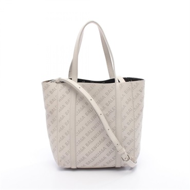 BALENCIAGA EVERYDAY XXS Shoulder hand Tote Bag 551815 leather White Used Women