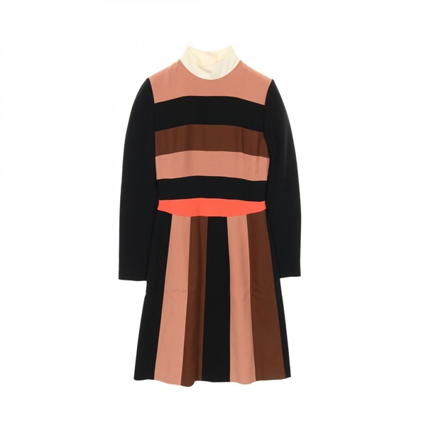 FENDI Dress Rayon silk Pink Black Brown Used Women size 38