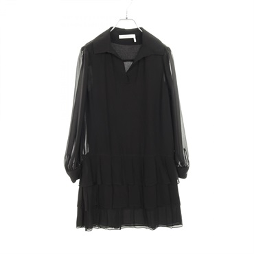 SEE BY CHLOE Tiered Dress polyester Viscose Black Used Women #36
