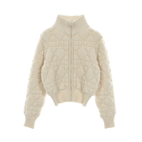 Christian Dior Macrocannage Knit Jacket Cardigan #F34 Wool Cashmere Nylon Used