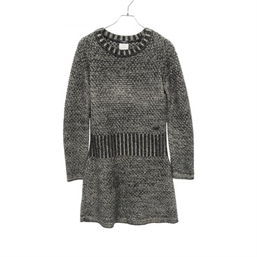 CHANEL Long sleeve mini Dress #38 P42137K03196 silk wool Cashmere Black Used CC