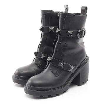 Valentino Rock Studs Heeled Boots Size 37 leather Black Used Women