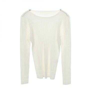 PLEATS PLEASE Pleated T-shirt OO72-JK961 polyester White Used Women #3