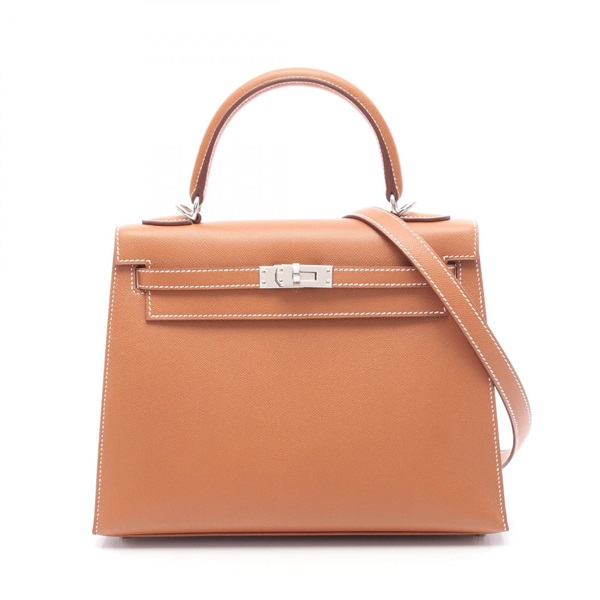 HERMES Kelly 25 shoulder Handbag K outside stitched Gold Madame leather SHW