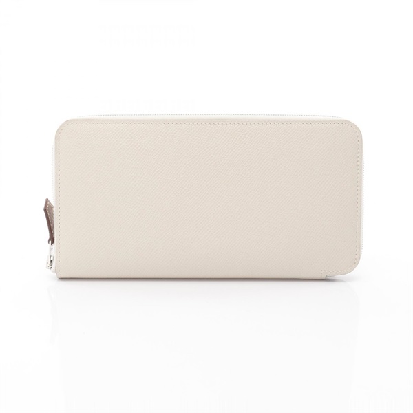 HERMES Azap Silk In Around zip long wallet purse Epsom leather Craie Used SHW K