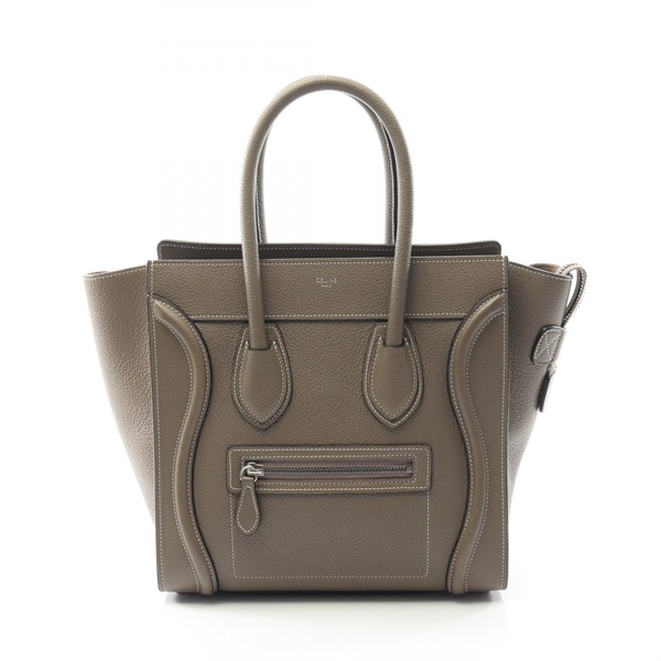 CELINE Luggage micro shopper Handbag leather Beige Used Women