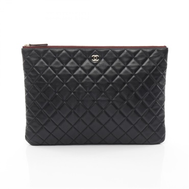 CHANEL Matelasse Business clutch bag Lamb leather Black Bordeaux Used GHW CC