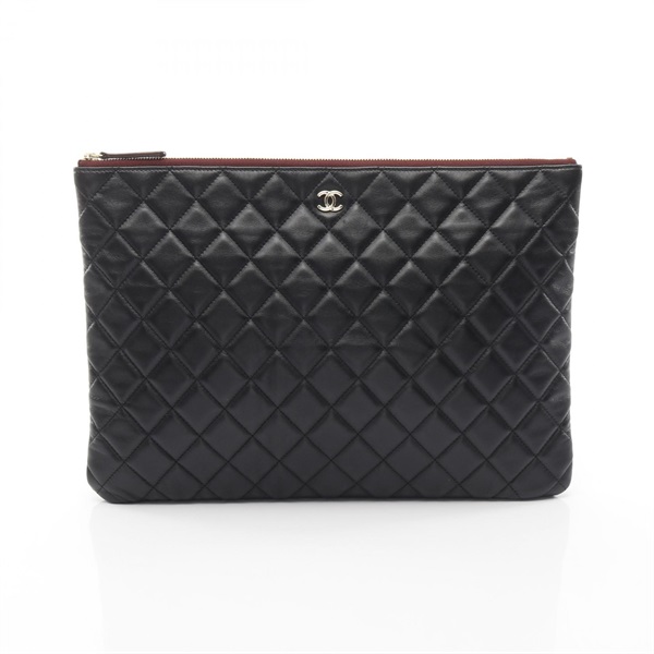 CHANEL Matelasse Business clutch bag Lamb leather Black Bordeaux Used GHW CC