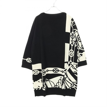 HERMES CLIQUETIS Knitwear Dress cashmere Black White Used Women size 42