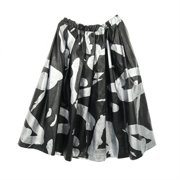 COMME des GARCONS Gathered skirt Polyurethane Black Silver Used Women size M