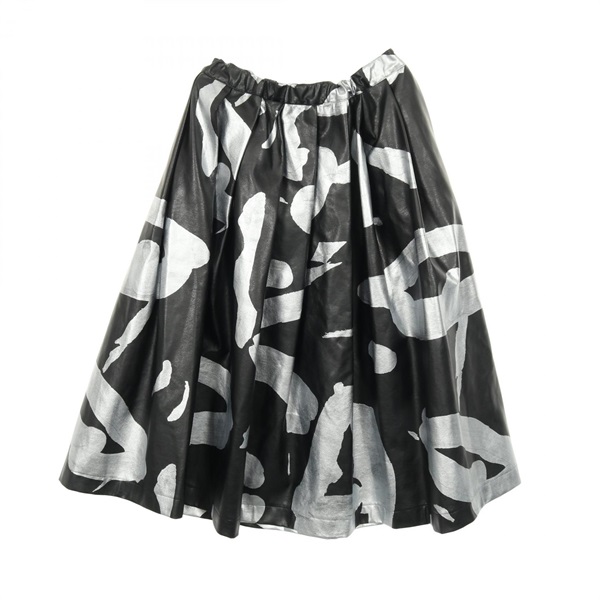COMME des GARCONS Gathered skirt Polyurethane Black Silver Used Women size M