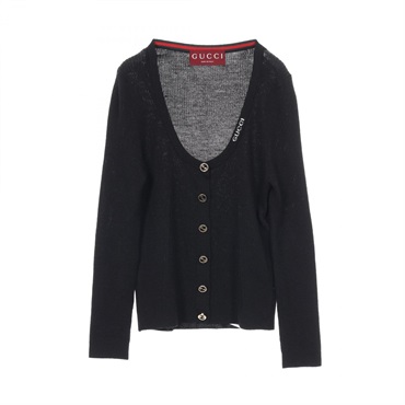 GUCCI GG button knitwear cardigan wool Black Green Red Used Women