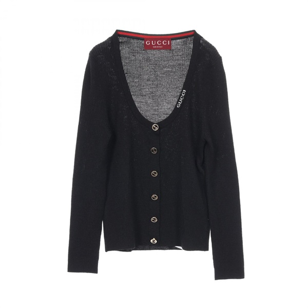 GUCCI GG button knitwear cardigan wool Black Green Red Used Women