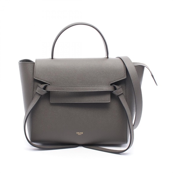 CELINE BELT BAG MICRO Shoulder Crossbody Handbag leather Gray Used Women