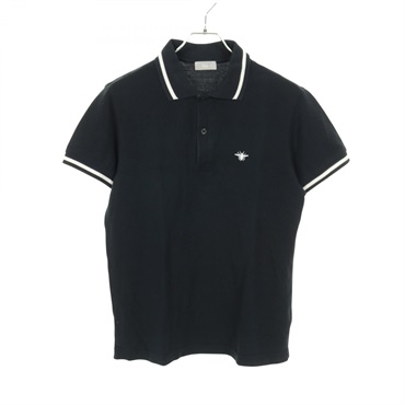 DIOR HOMME BEE embroidery Polo shirt 003IP800O013 cotton Black Used mens #48