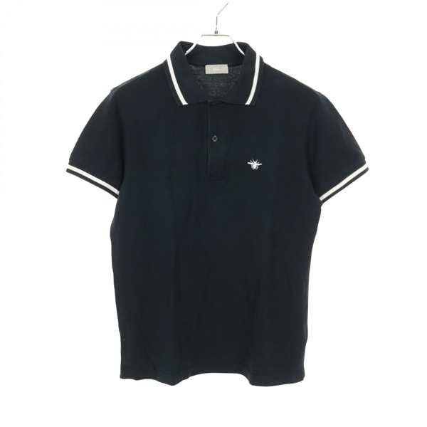 DIOR HOMME BEE embroidery Polo shirt 003IP800O013 cotton Black Used mens #48