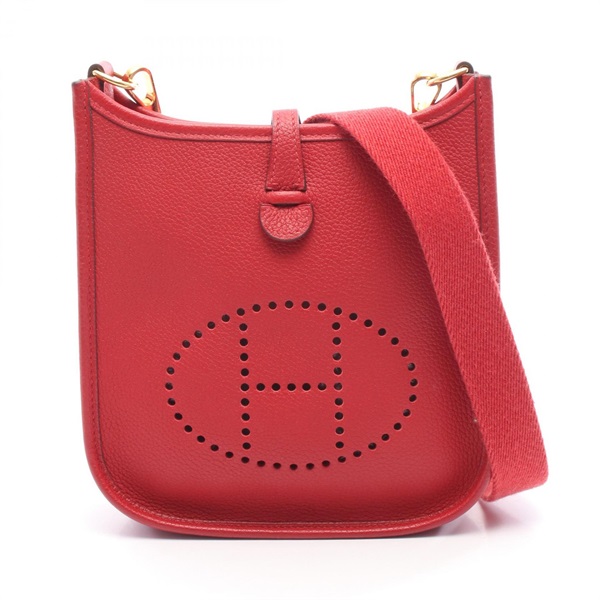 HERMES Evelyne TPM Shoulder Crossbody Bag Clemence leather Rouge coeur GHW D