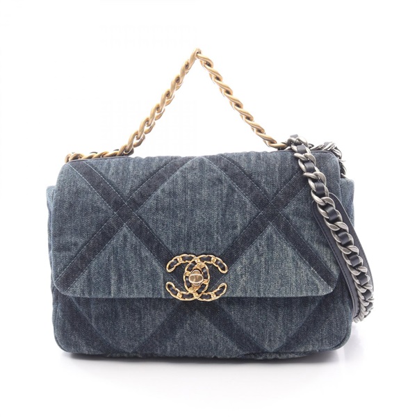 CHANEL 19 dix-neuf Matelasse Chain Shoulder Bag AS1161 denim Navy Used Women
