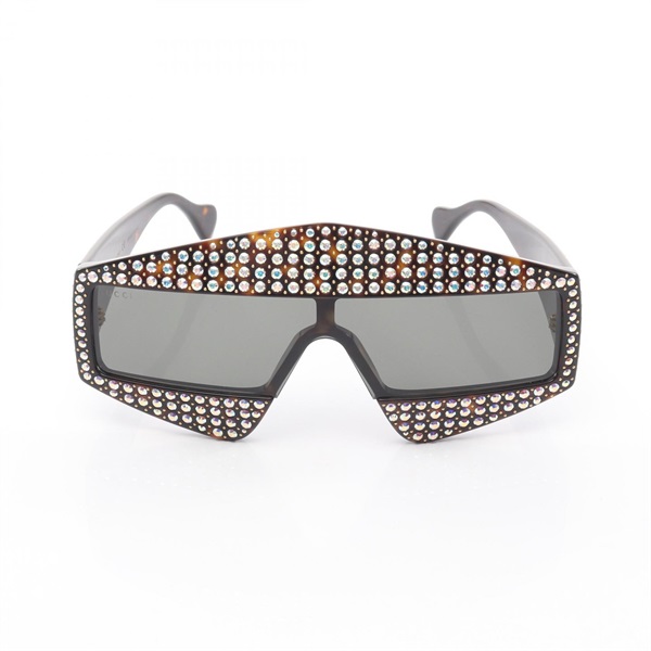 GUCCI Sunglasses Eyewear Plastic Rhinestone Black Used Women