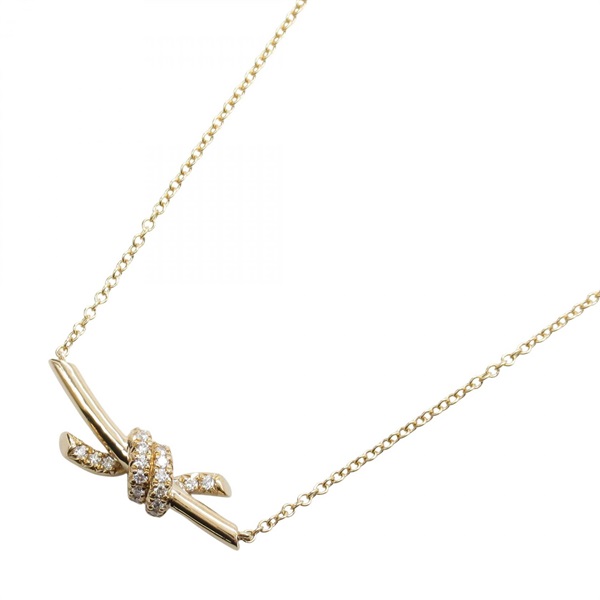 TIFFANY＆CO Knot Small Diamond Pendant Necklace 18KYG Yellow Gold Used 38/43㎝