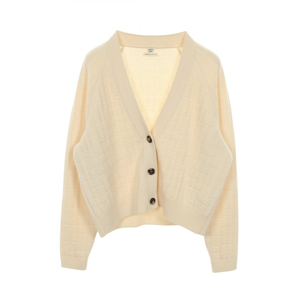 HERMES Sellier Button H Pattern cardigan knitwear 3E2713DB wool Beige Used #36