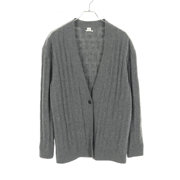 HERMES Sellier Button H Pattern cardigan Knitwear wool Gray Used Women size 38