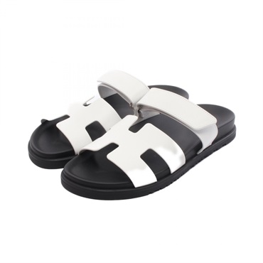 HERMES Cypres Sandals shoes #38.5 Epsom White used Women