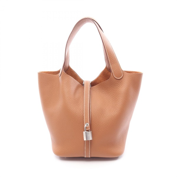 HERMES Picotin Lock MM tote Handbag K 060991CC Taurillon Clemence Gold Used SHW