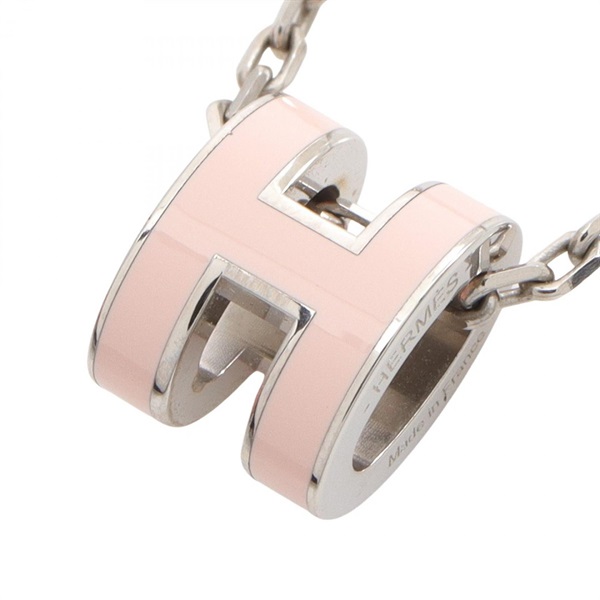 HERMES MINI POP H Necklace pendant collier Stainless Steel Pink dragee Used