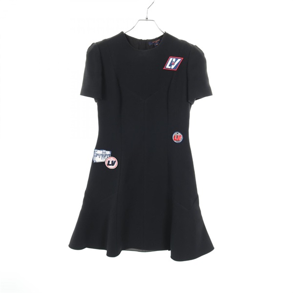 LOUIS VUITTON Skater Dress wool silk Black Used Women size 36 LV