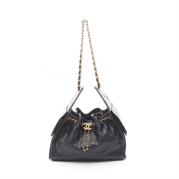CHANEL Chanel 25 small chain drawstring Shoulder Bag AS5293 leather BK Used GHW