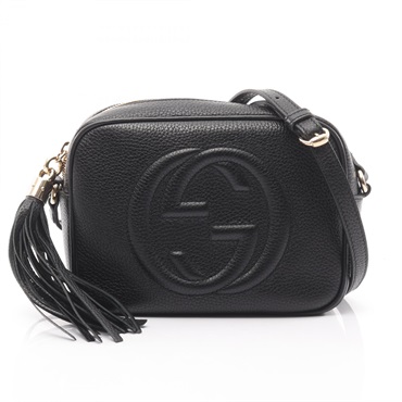 GUCCI Soho Disco Interlocking G Shoulder crossbody Bag tassel 308364 leather BK