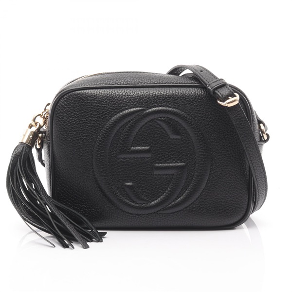 GUCCI Soho Disco Interlocking G Shoulder crossbody Bag tassel 308364 leather BK