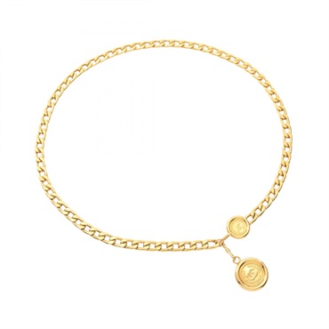 CHANEL COCO Mark Chain belt ceinture charm 90.5cm Gold Plated Used Women
