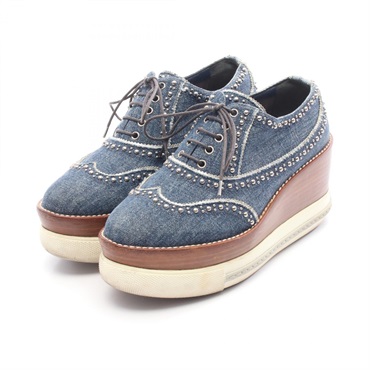 Miu Miu Platform Sneakers Shoes #36 1/2 denim Blue Used Women
