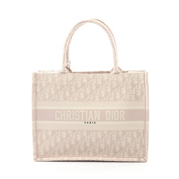Dior BOOK TOTE Medium Hand Bag canvas Pink Used Women logo