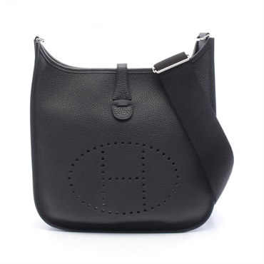 HERMES Evelyne 3 Troyes PM Shoulder Bag Clemence leather Black Used Women K SHW
